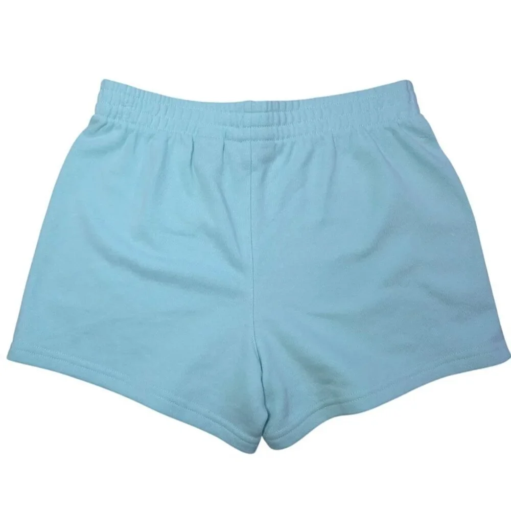 Converse All Star Youth Shorts L 140-155 Light Blue Elastic Waist Cotton Blend.